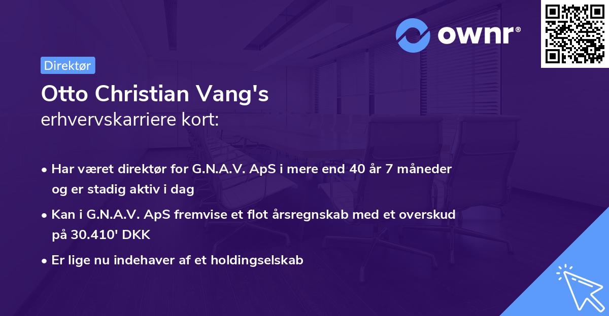 Otto Christian Vang's erhvervskarriere kort