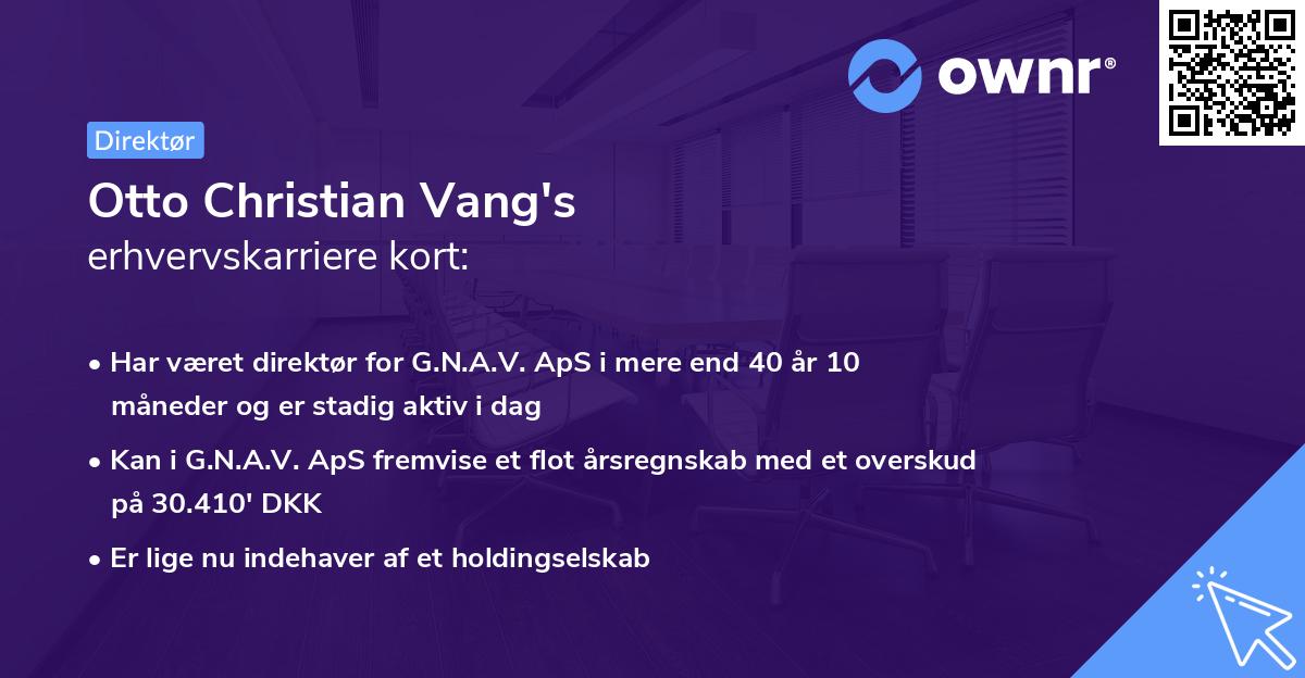 Otto Christian Vang's erhvervskarriere kort