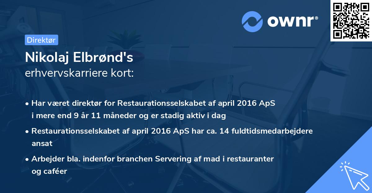 Nikolaj Elbrønd's erhvervskarriere kort
