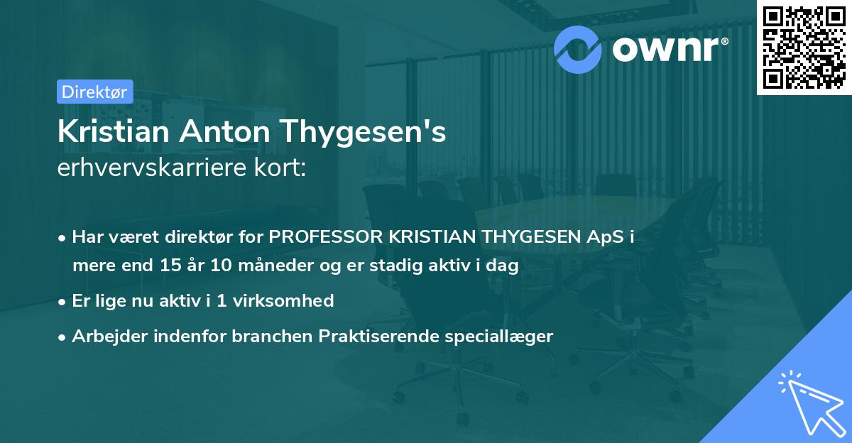 Kristian Anton Thygesen's erhvervskarriere kort