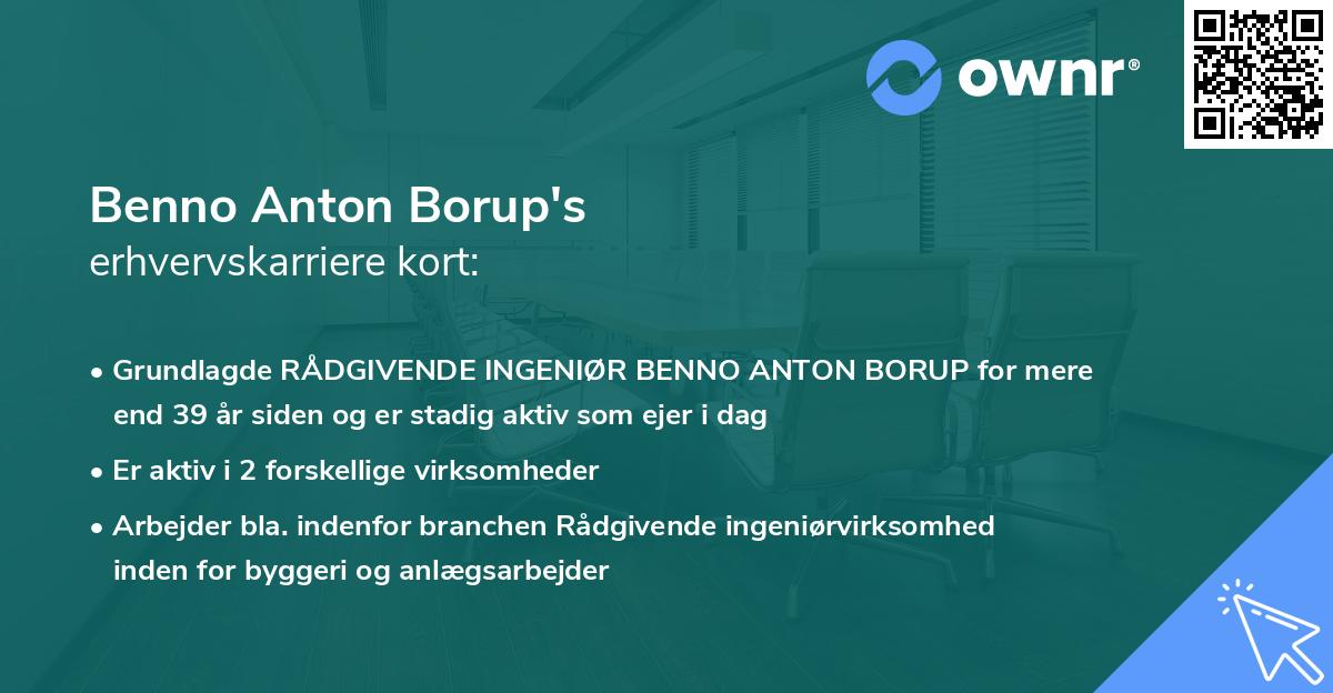 Benno Anton Borup's erhvervskarriere kort