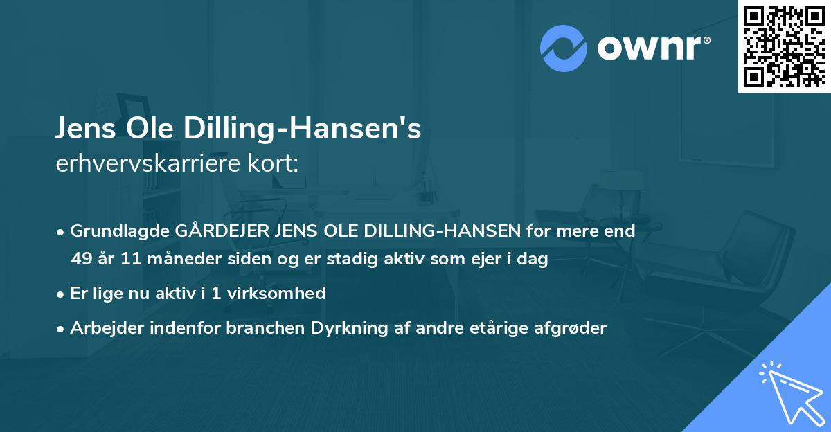 Jens Ole Dilling-Hansen's erhvervskarriere kort