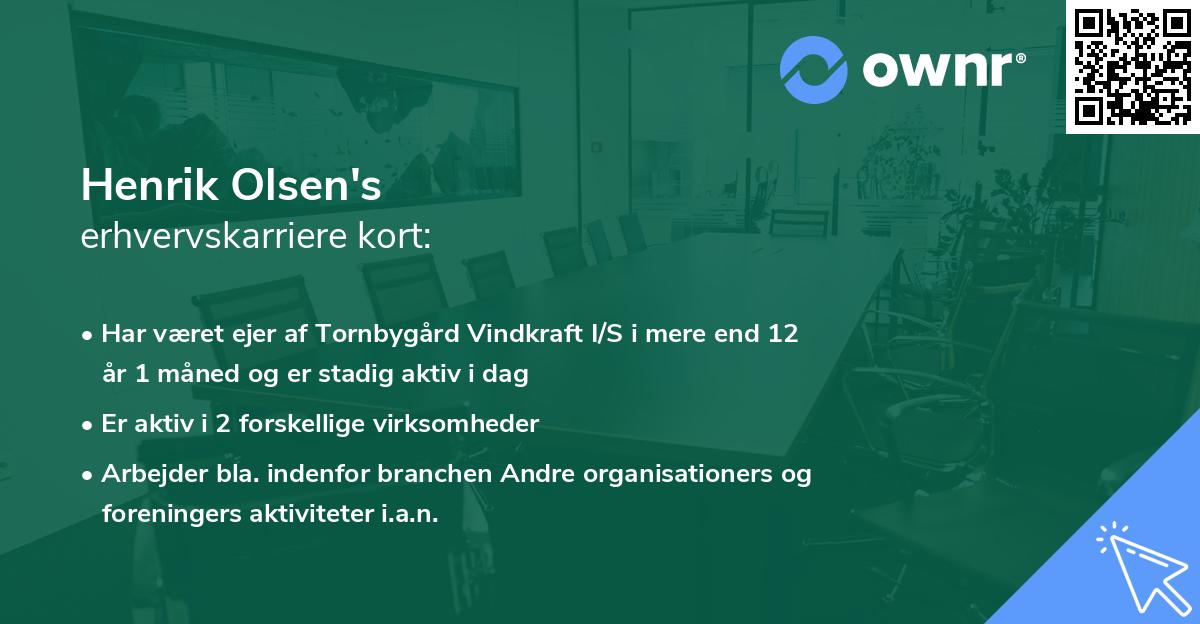 Henrik Olsen's erhvervskarriere kort
