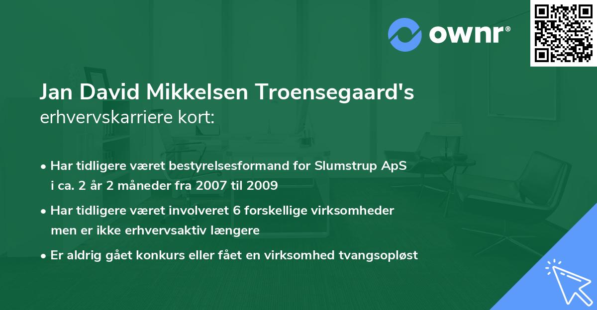 Jan David Mikkelsen Troensegaard's erhvervskarriere kort