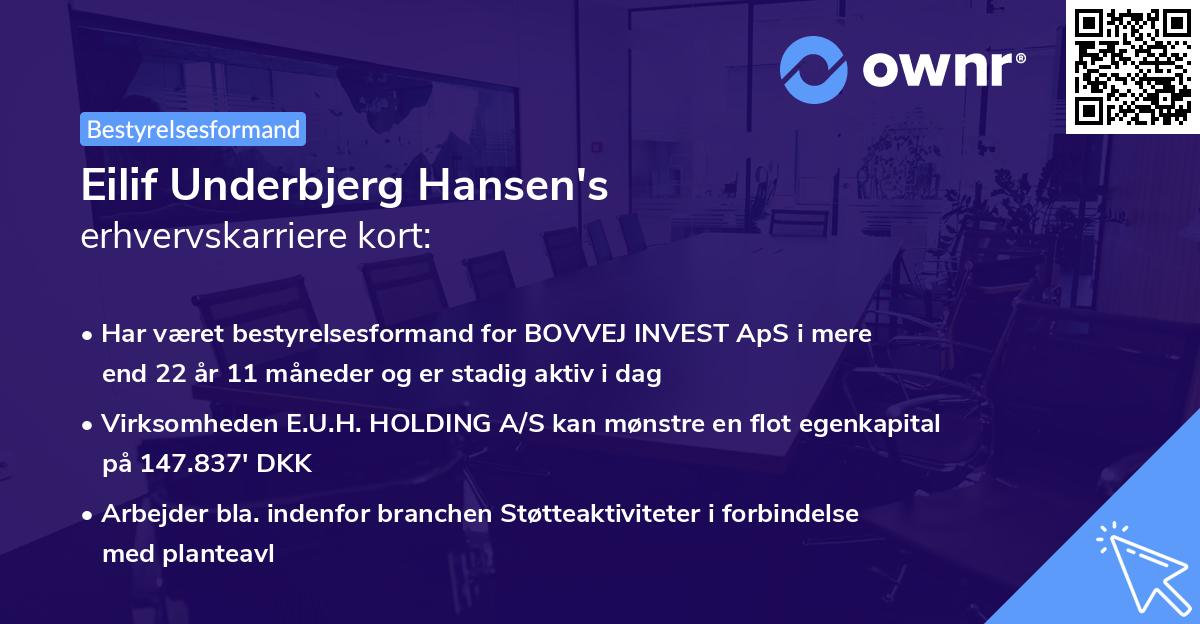 Eilif Underbjerg Hansen's erhvervskarriere kort