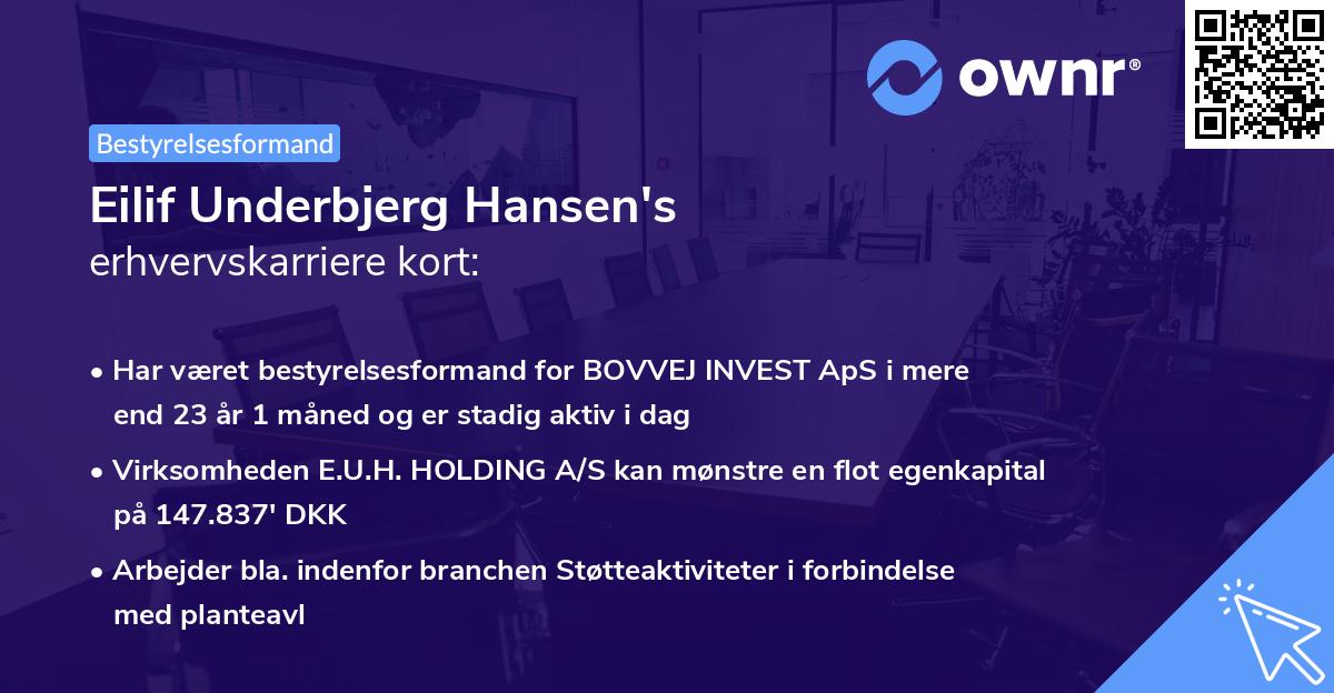 Eilif Underbjerg Hansen's erhvervskarriere kort