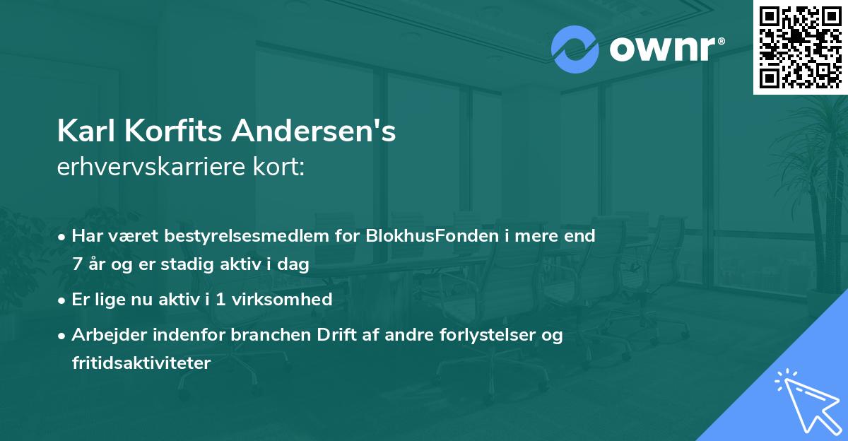Karl Korfits Andersen's erhvervskarriere kort