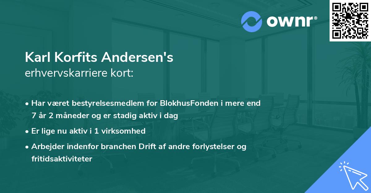 Karl Korfits Andersen's erhvervskarriere kort
