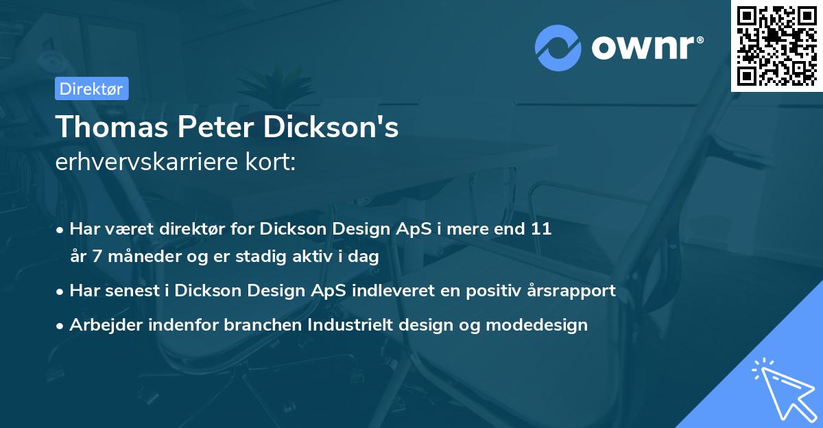 Thomas Peter Dickson's erhvervskarriere kort