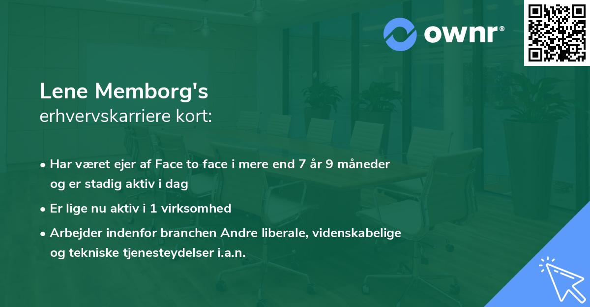 Lene Memborg's erhvervskarriere kort