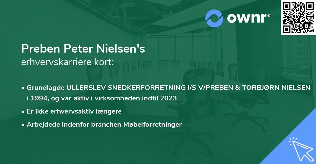 Preben Peter Nielsen's erhvervskarriere kort