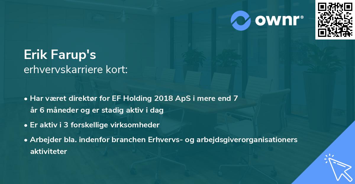 Erik Farup's erhvervskarriere kort
