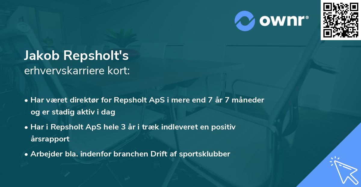 Jakob Repsholt's erhvervskarriere kort