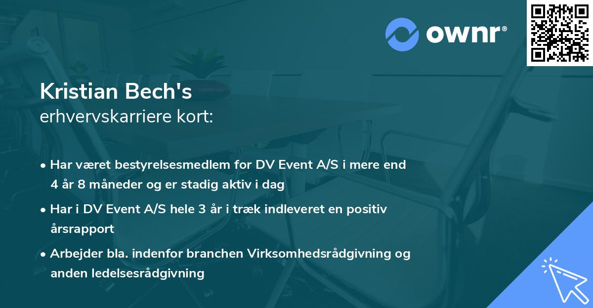 Kristian Bech's erhvervskarriere kort