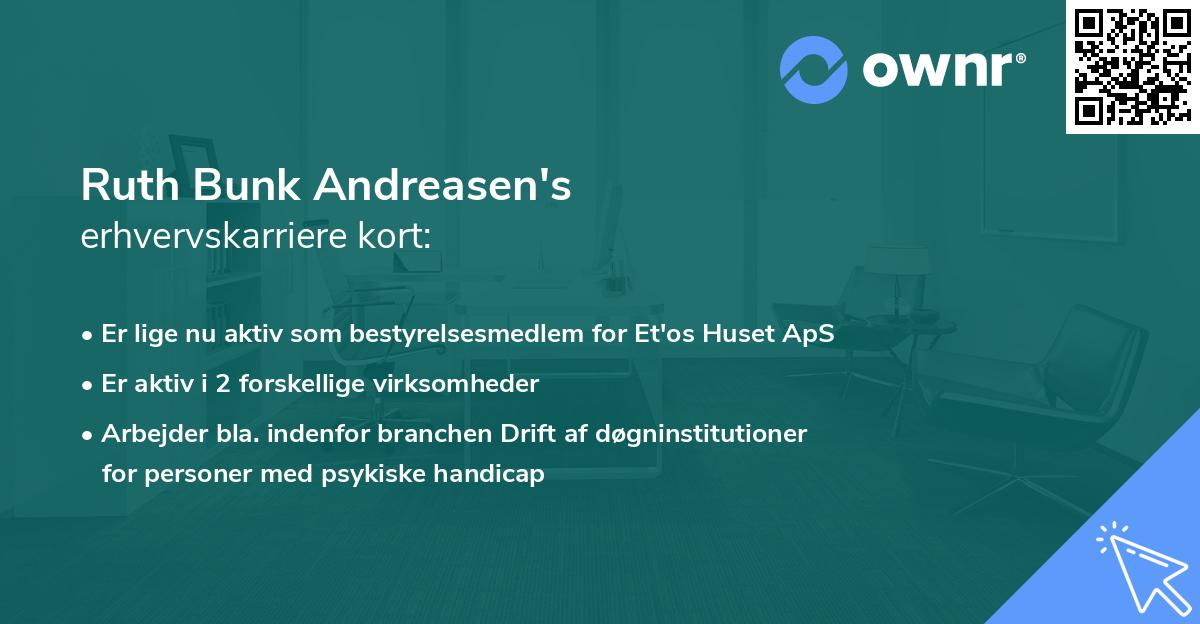 Ruth Bunk Andreasen's erhvervskarriere kort