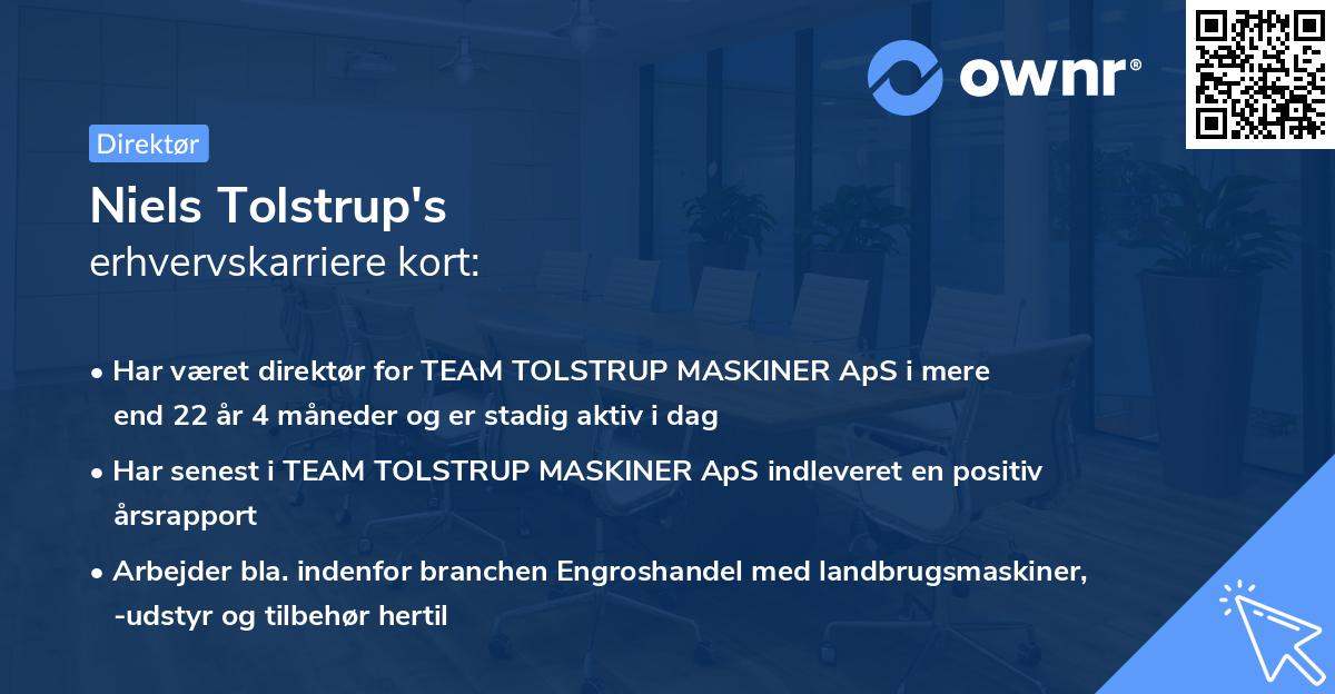 Niels Tolstrup's erhvervskarriere kort