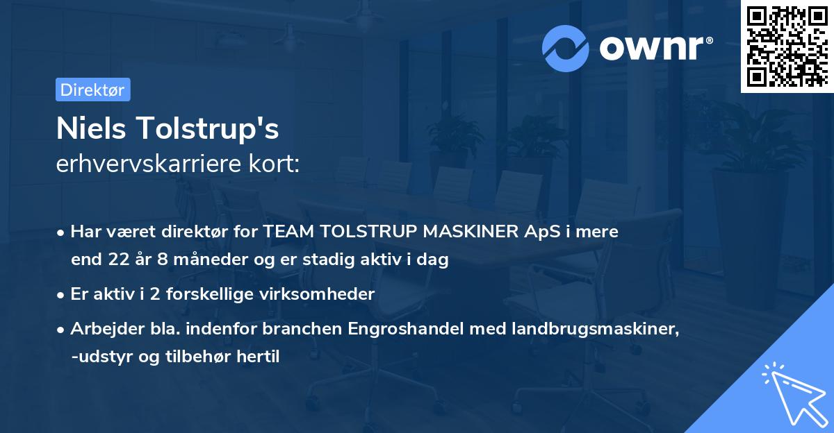 Niels Tolstrup's erhvervskarriere kort