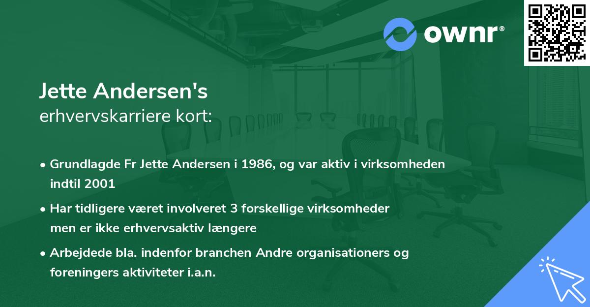 Jette Andersen's erhvervskarriere kort