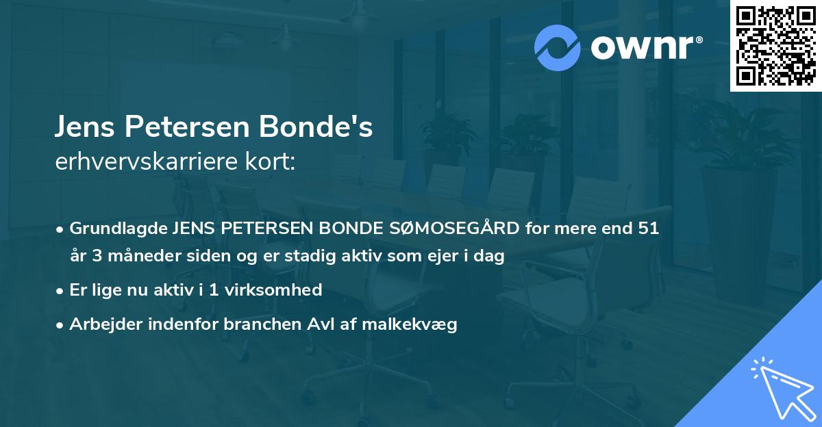 Jens Petersen Bonde's erhvervskarriere kort