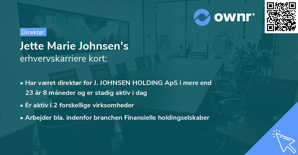 Jette Marie Johnsen's erhvervskarriere kort