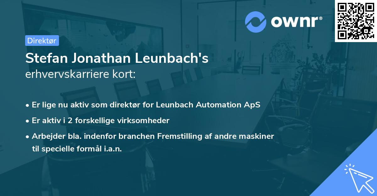 Stefan Jonathan Leunbach's erhvervskarriere kort