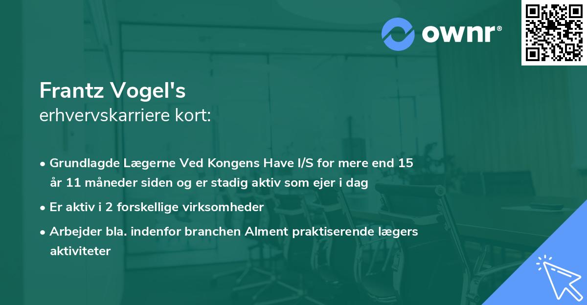 Frantz Vogel's erhvervskarriere kort