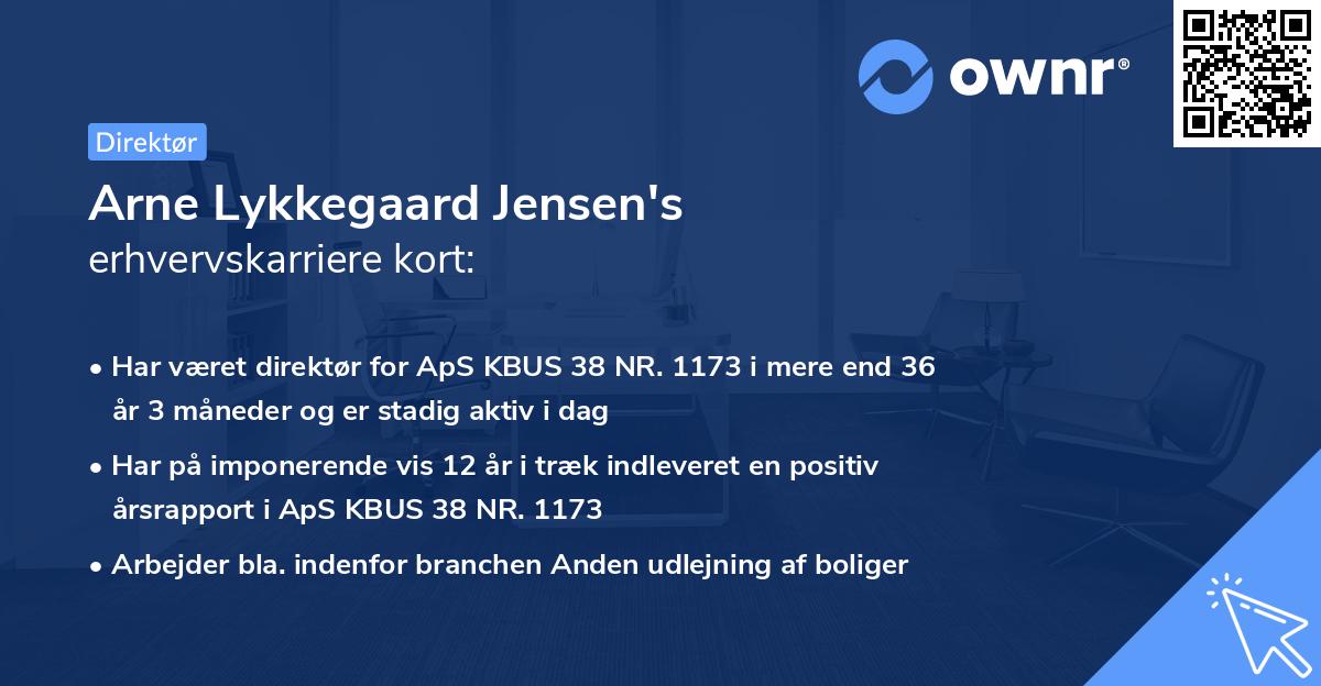Arne Lykkegaard Jensen's erhvervskarriere kort