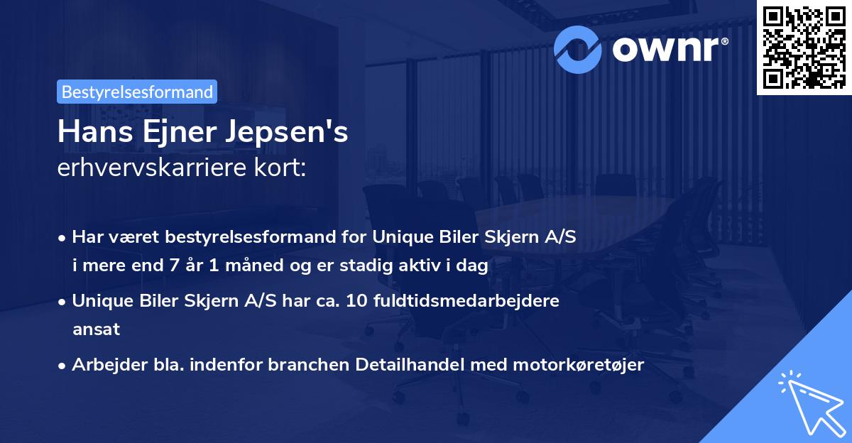 Hans Ejner Jepsen's erhvervskarriere kort