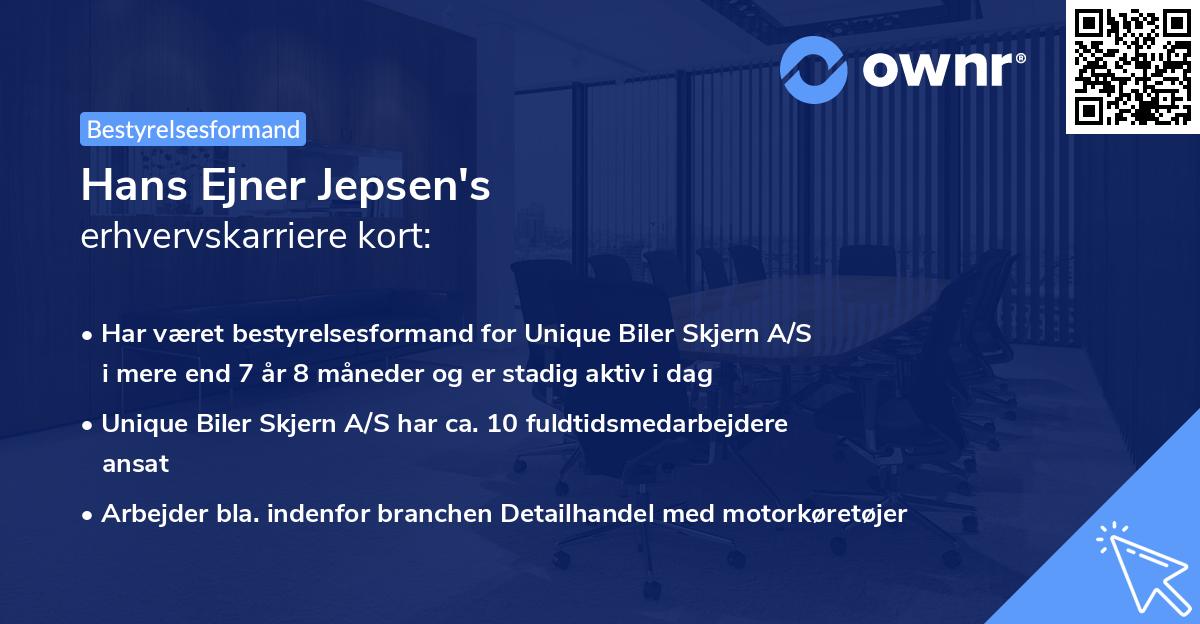 Hans Ejner Jepsen's erhvervskarriere kort
