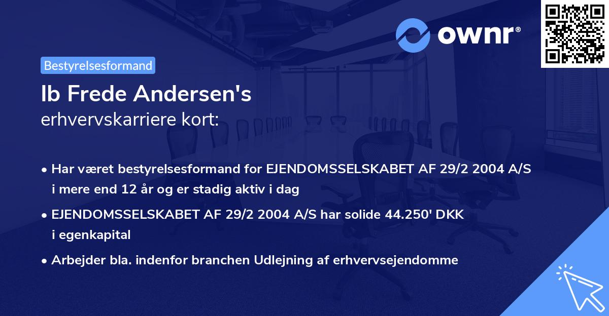 Ib Frede Andersen's erhvervskarriere kort