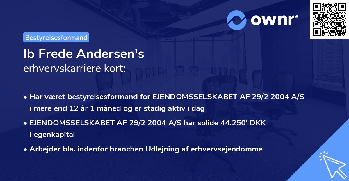 Ib Frede Andersen's erhvervskarriere kort