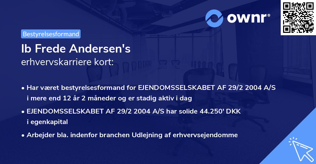 Ib Frede Andersen's erhvervskarriere kort