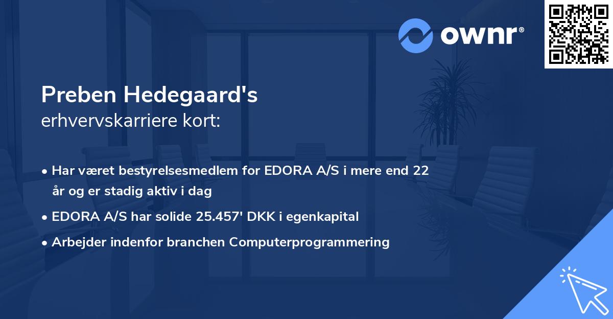 Preben Hedegaard's erhvervskarriere kort