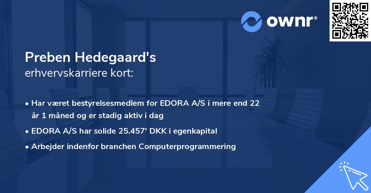 Preben Hedegaard's erhvervskarriere kort