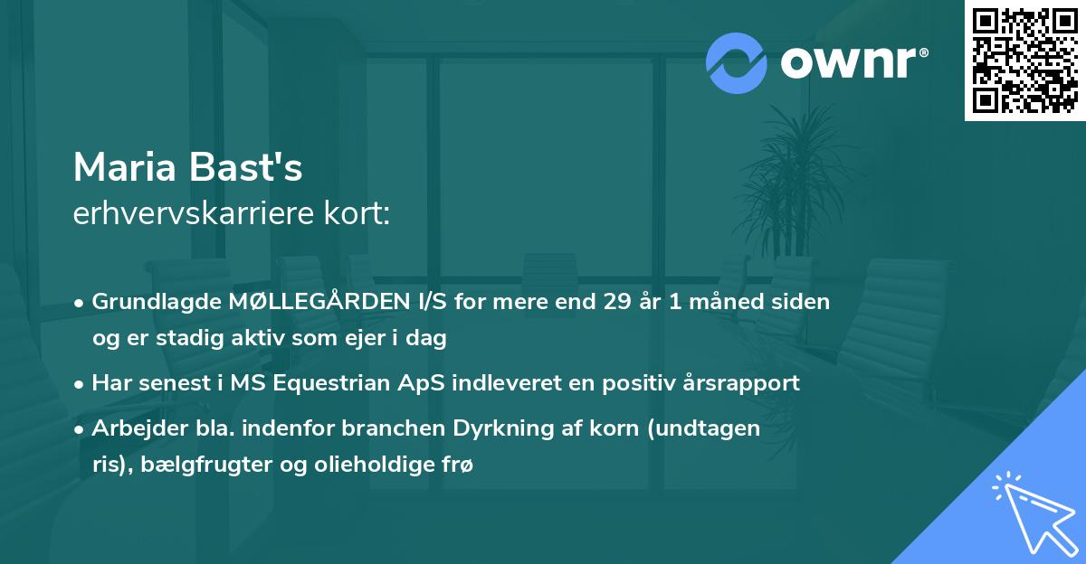 Maria Bast's erhvervskarriere kort