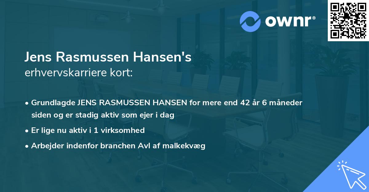 Jens Rasmussen Hansen's erhvervskarriere kort