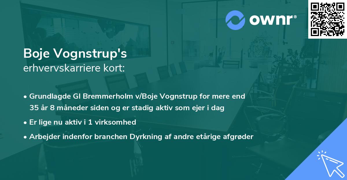 Boje Vognstrup's erhvervskarriere kort