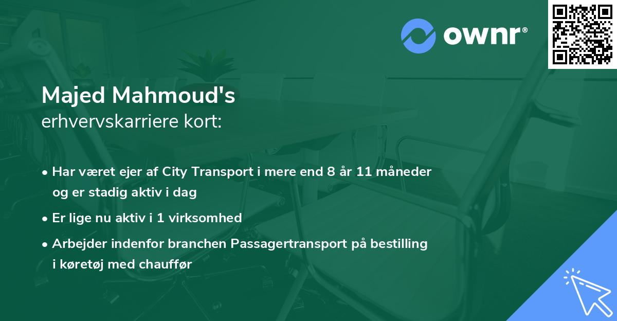 Majed Mahmoud's erhvervskarriere kort