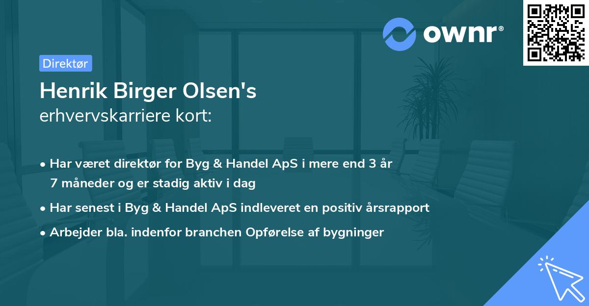 Henrik Birger Olsen's erhvervskarriere kort