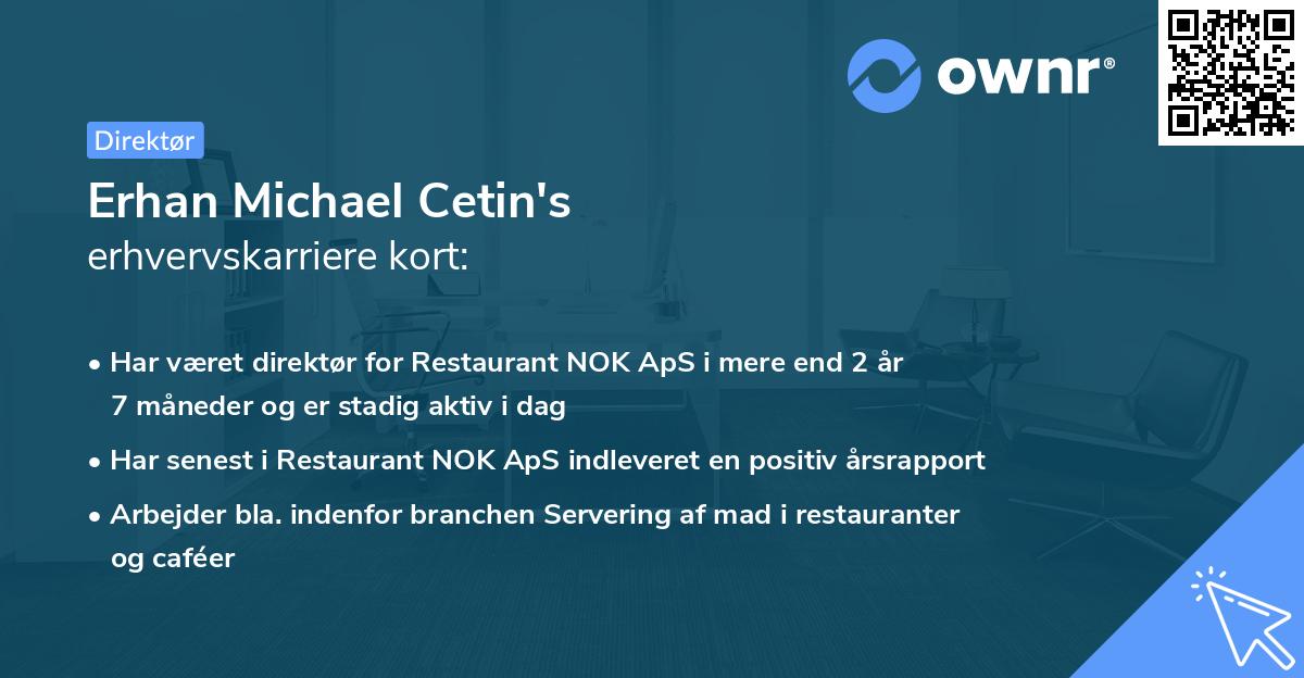 Erhan Michael Cetin's erhvervskarriere kort