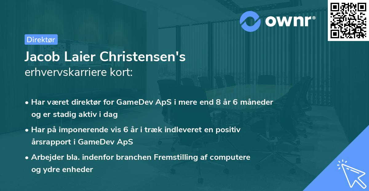 Jacob Laier Christensen's erhvervskarriere kort