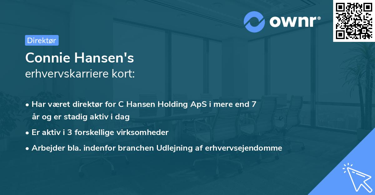 Connie Hansen's erhvervskarriere kort