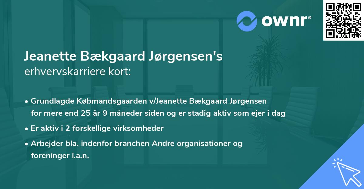 Jeanette Bækgaard Jørgensen's erhvervskarriere kort