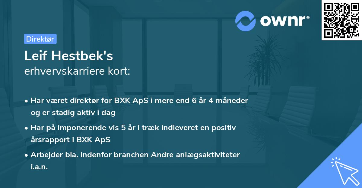 Leif Hestbek's erhvervskarriere kort
