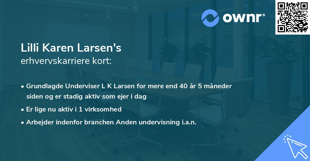 Lilli Karen Larsen's erhvervskarriere kort