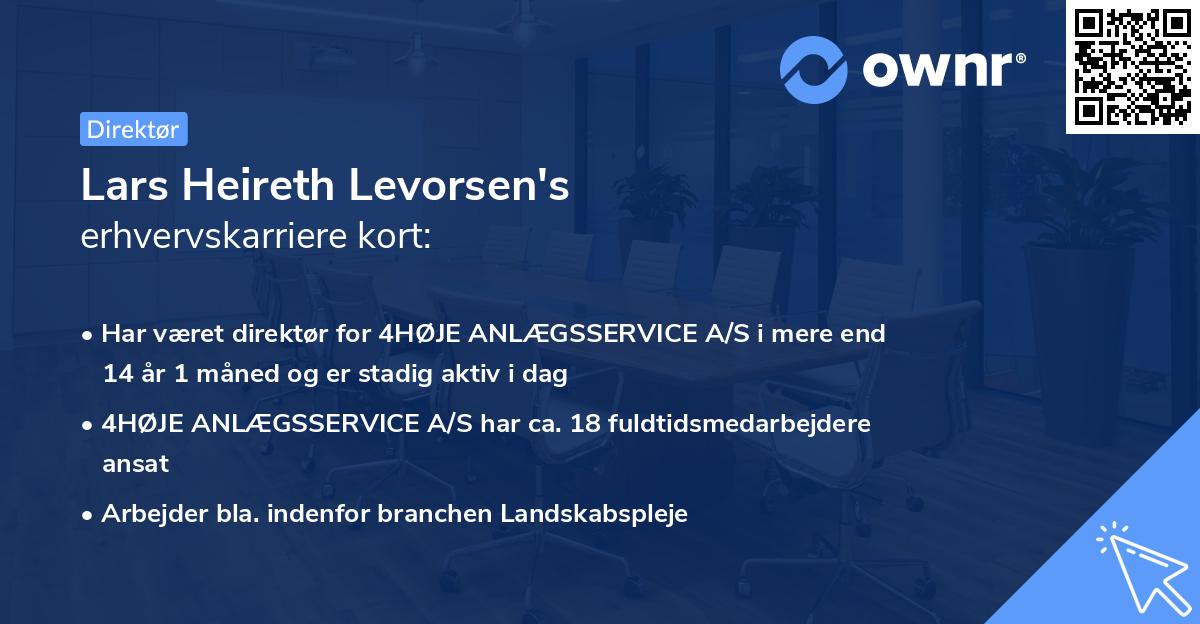 Lars Heireth Levorsen's erhvervskarriere kort