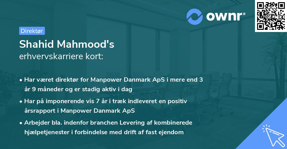 Shahid Mahmood's erhvervskarriere kort