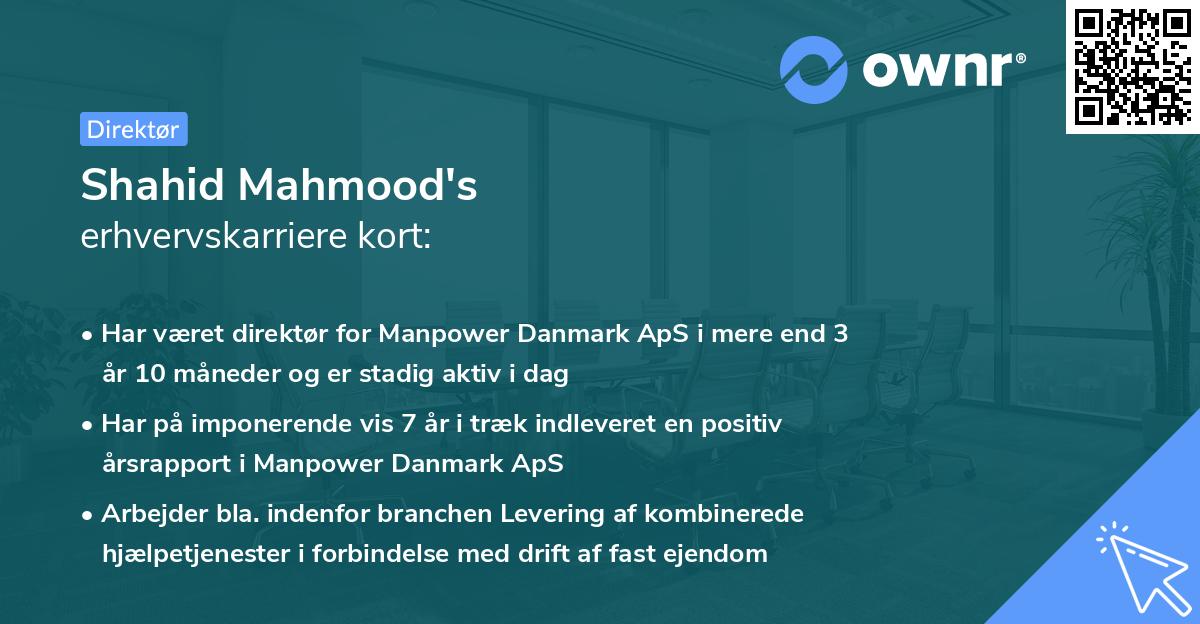 Shahid Mahmood's erhvervskarriere kort