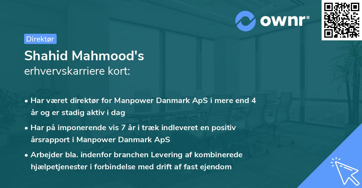 Shahid Mahmood's erhvervskarriere kort