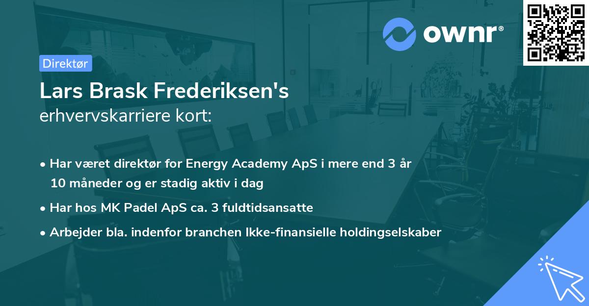 Lars Brask Frederiksen's erhvervskarriere kort